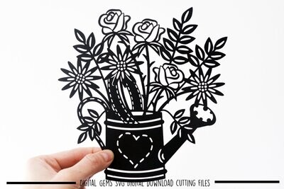 Watering can paper cut design
