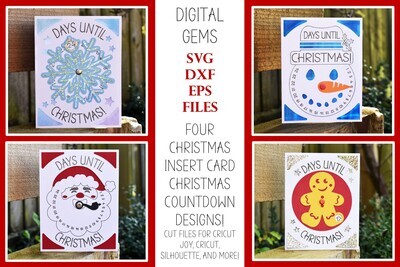 Four Christmas countdown insert card designs