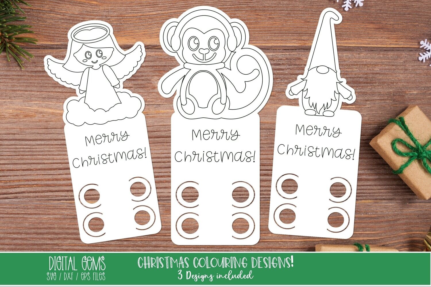 Christmas colouring in crayon card designs.
