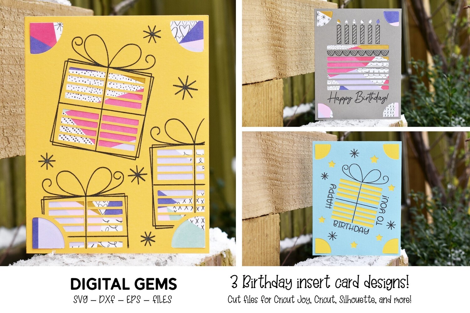 Birthday insert cards, 3 designs included!