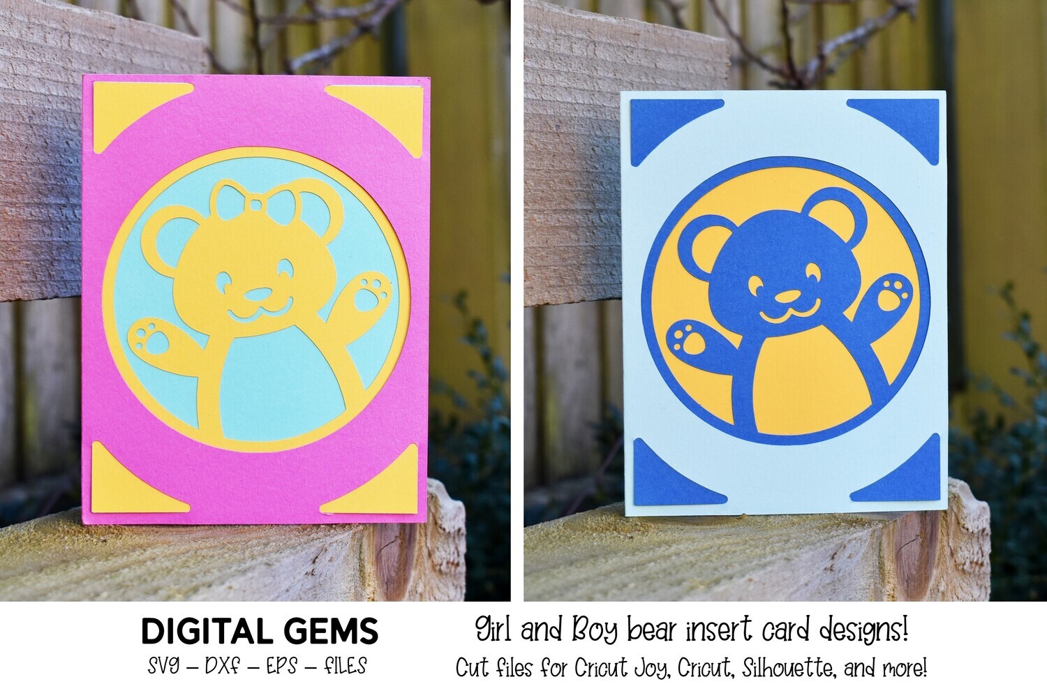 Teddy bear insert cards, Girl and Boy designs included!