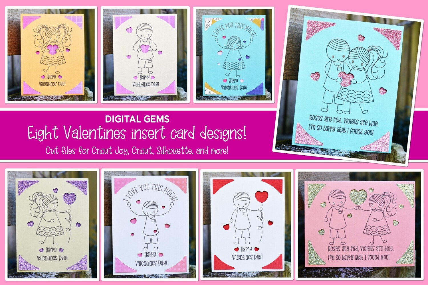 Valentines Day insert cards, 8 designs included!