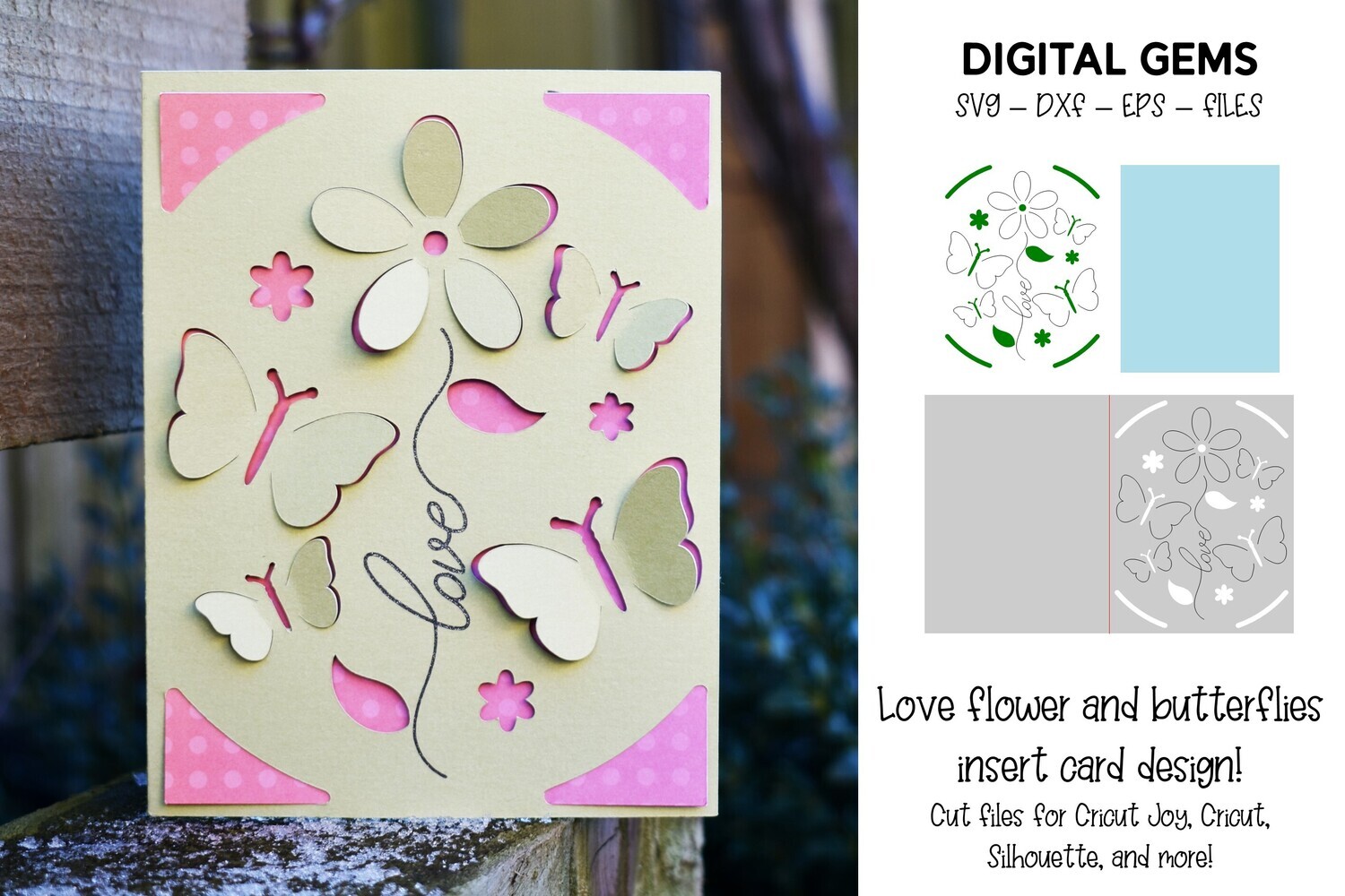 Butterflies and flower card design