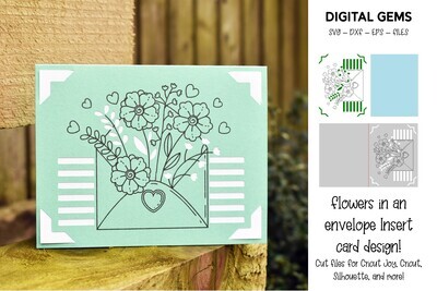 Flowers in an envelope design. Greeting Card SVG