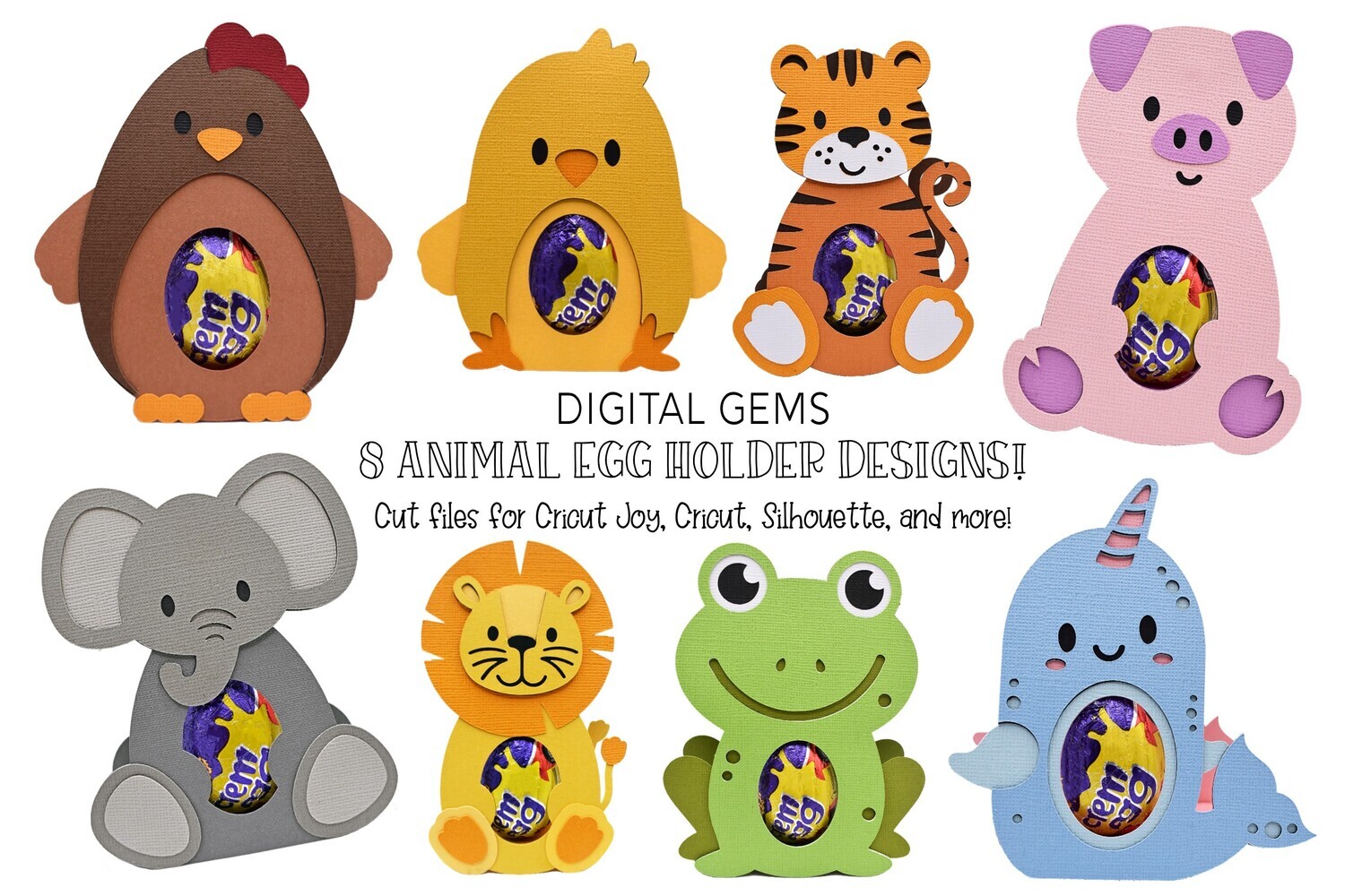 Animal Egg holder designs! Eight animal SVG files included!