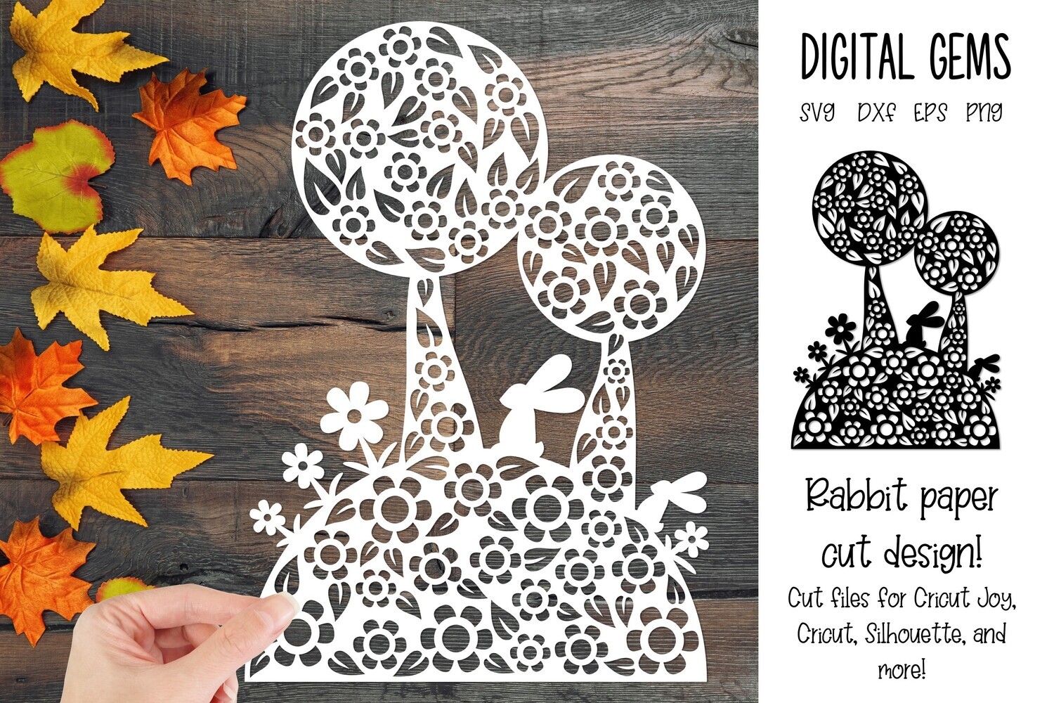Rabbit paper cut design