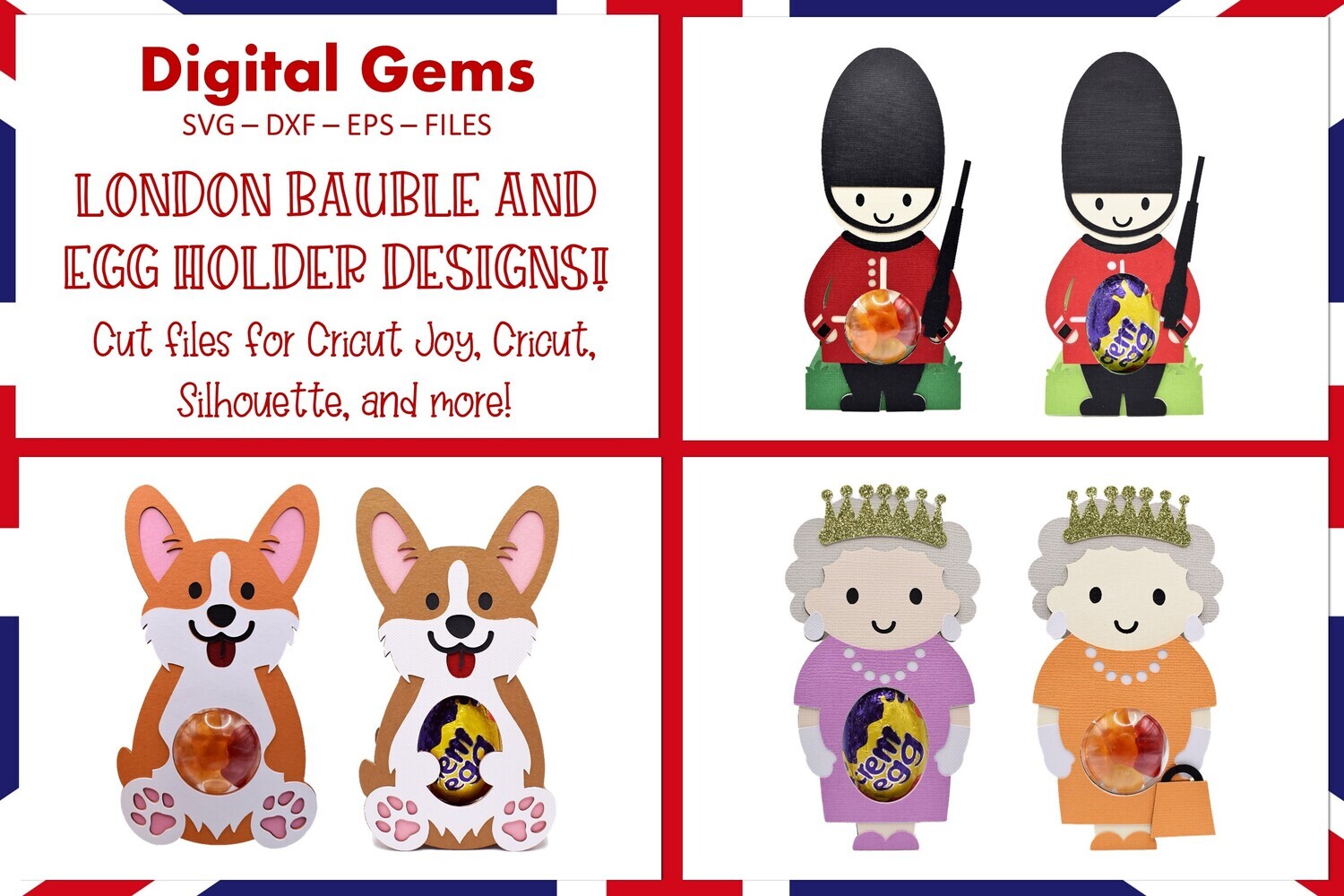 Queens Jubilee SVG&#39;s | London Candy / Sweet / Egg holders.