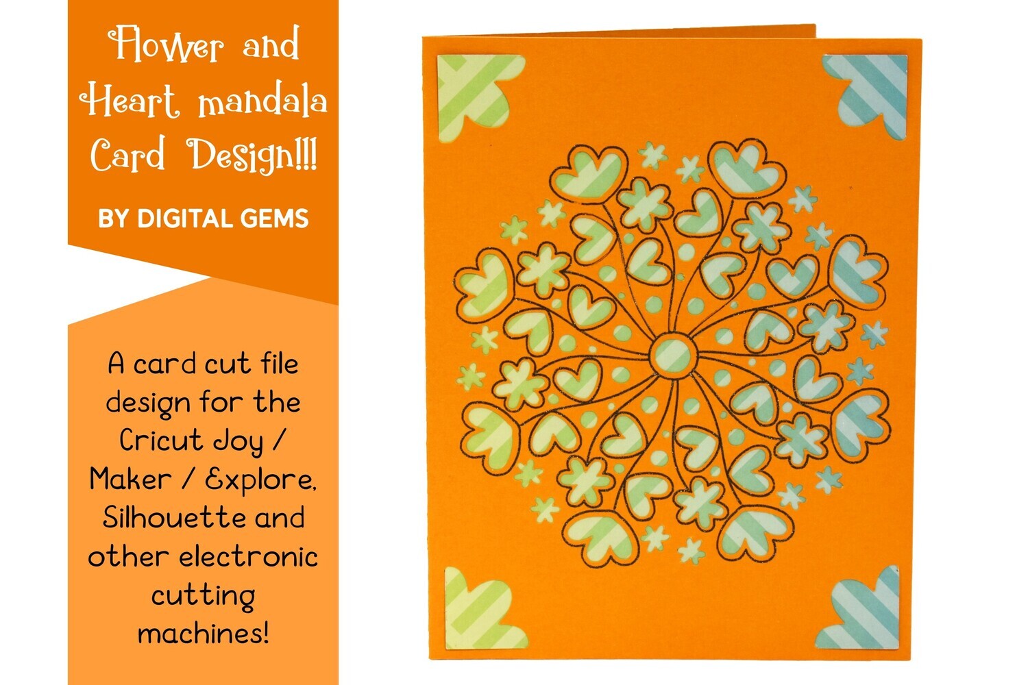 Cricut Joy SVG | Flower &amp; Heart mandala Greeting Card.