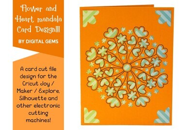 Cricut Joy SVG | Flower &amp; Heart mandala Greeting Card.