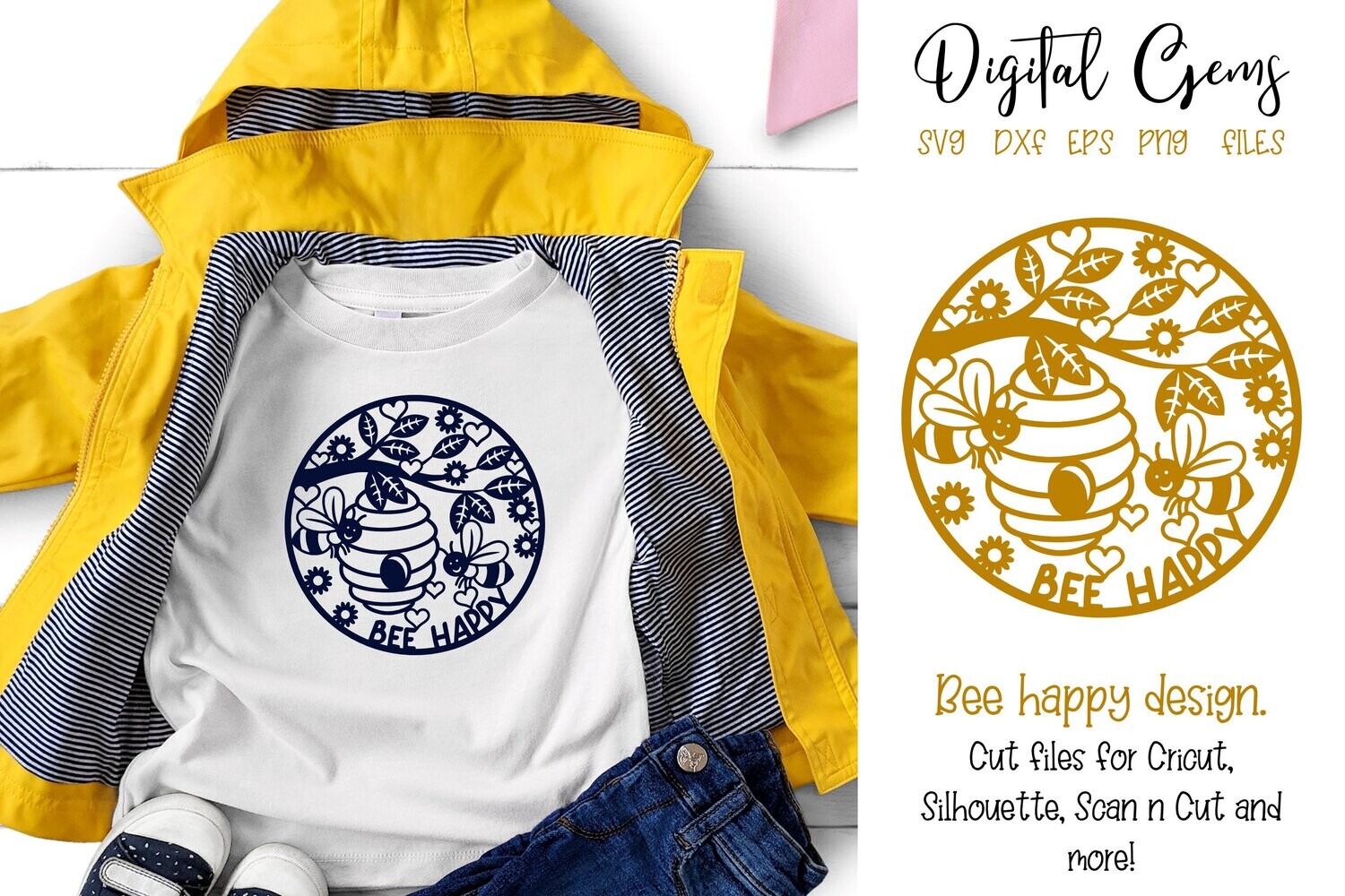 Bee happy paper cut design