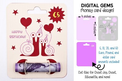 Money card SVG | Birthday Snail design