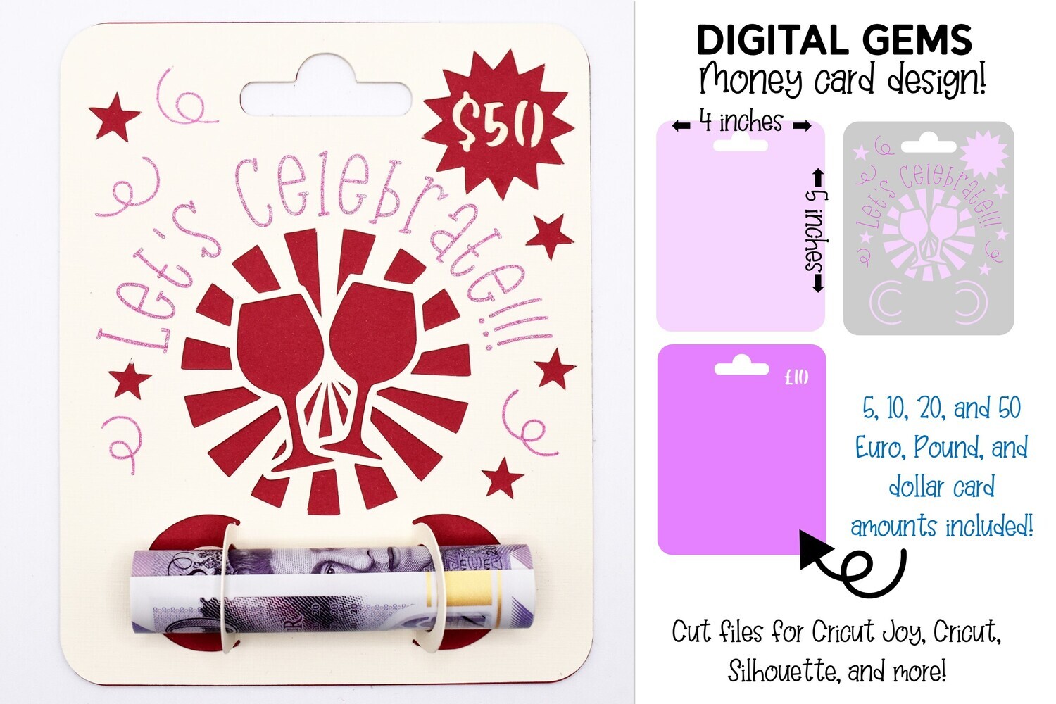 Money card SVG | Let&#39;s celebrate, Birthday design
