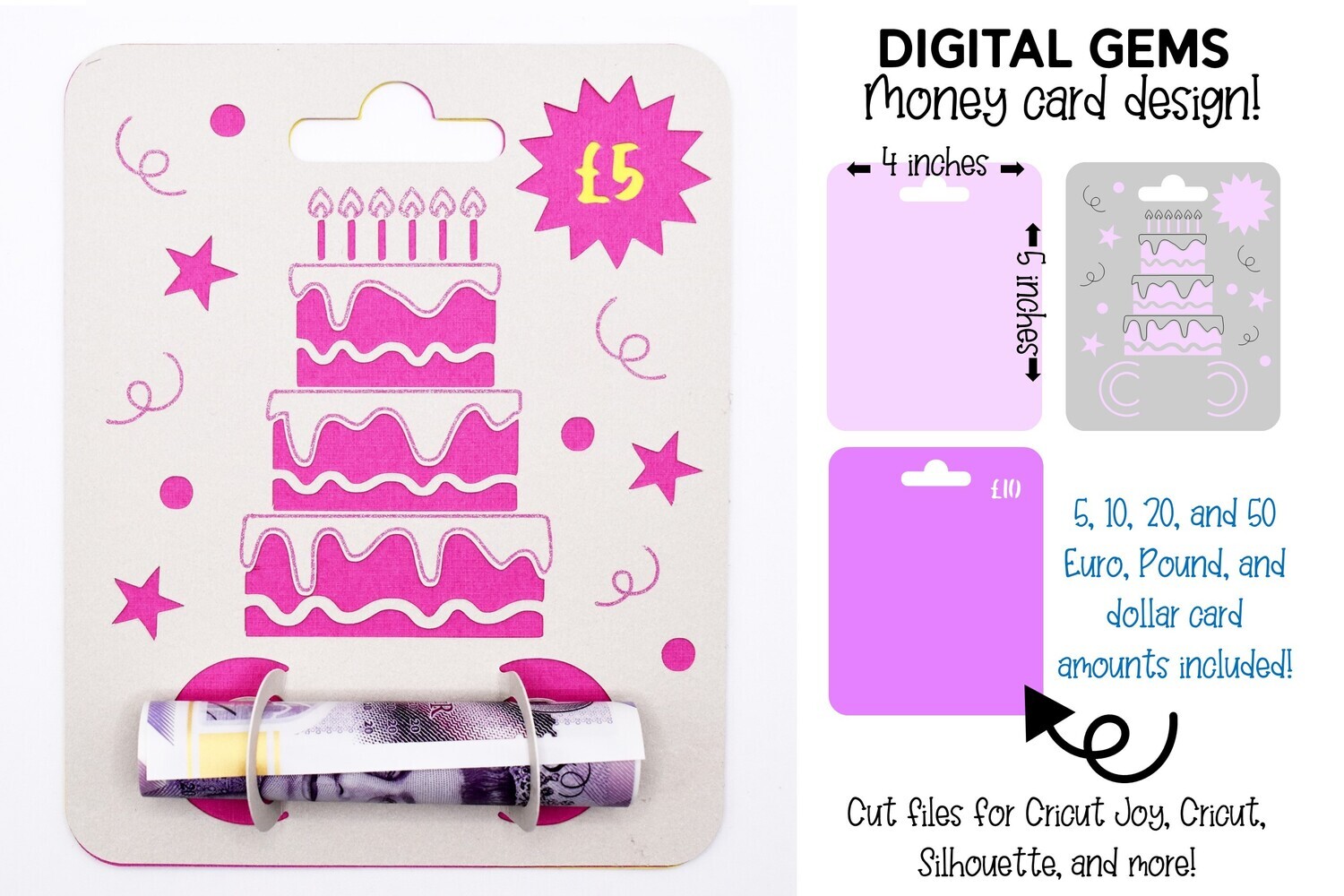 Money card SVG | Birthday cake design
