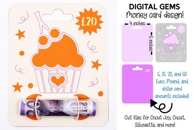 Money card SVG | Birthday cup cake design