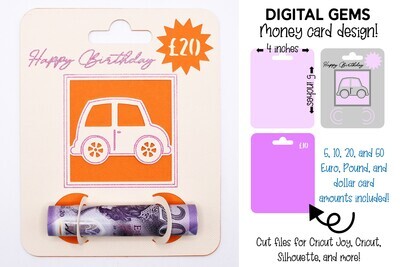 Money card SVG | Car, birthday design