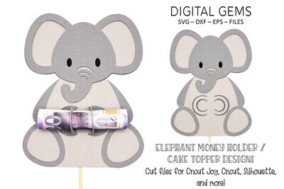 Money card or cake topper SVG | Elephant design