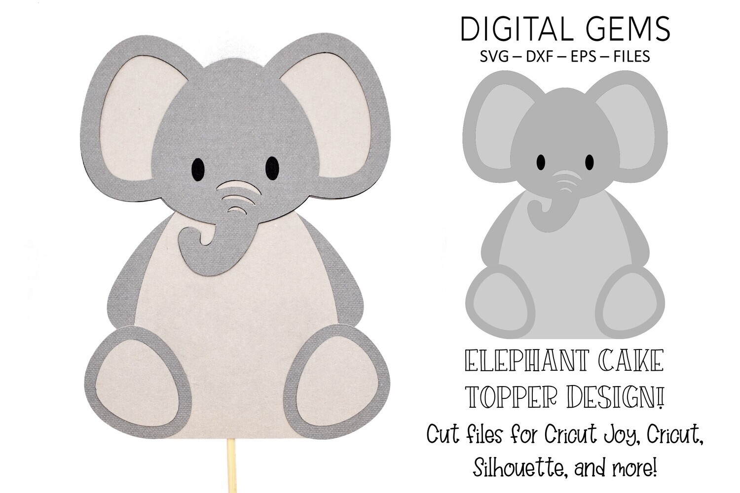 Cake topper SVG | Elephant design