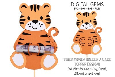 Money card or cake topper SVG | Tiger design