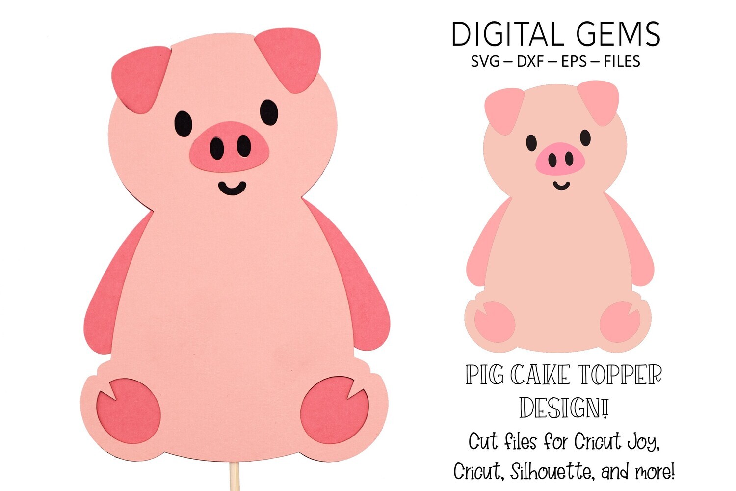 Cake topper SVG | Pig design