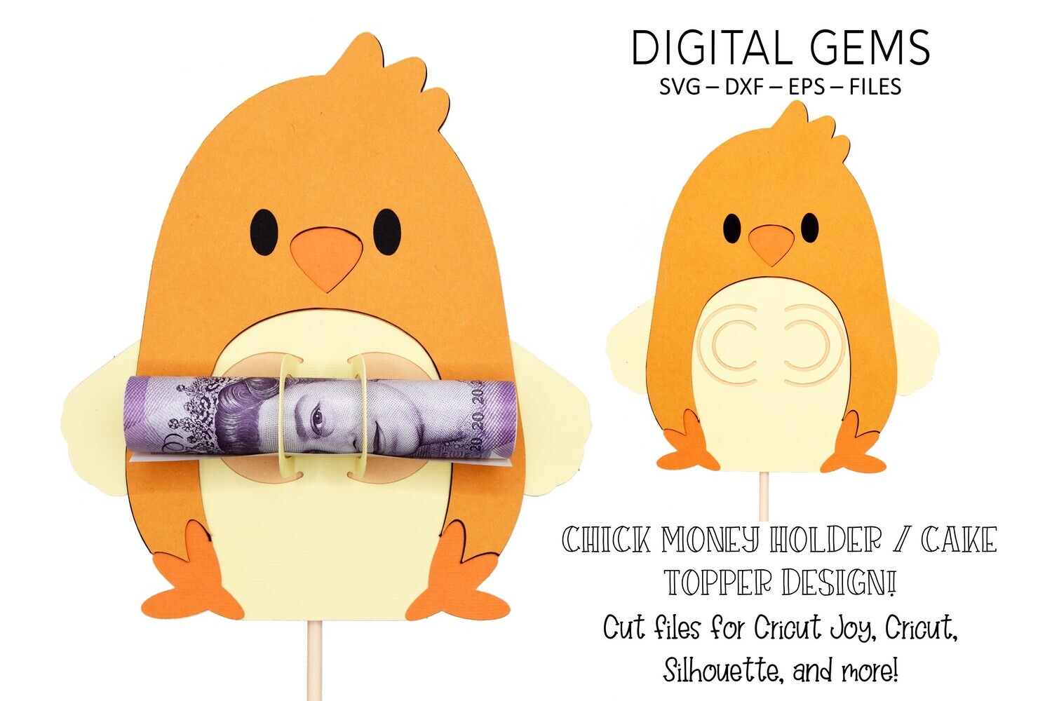 Money card or cake topper SVG | Chick design