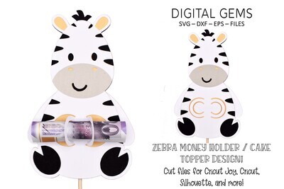Money card or cake topper SVG | Zebra design