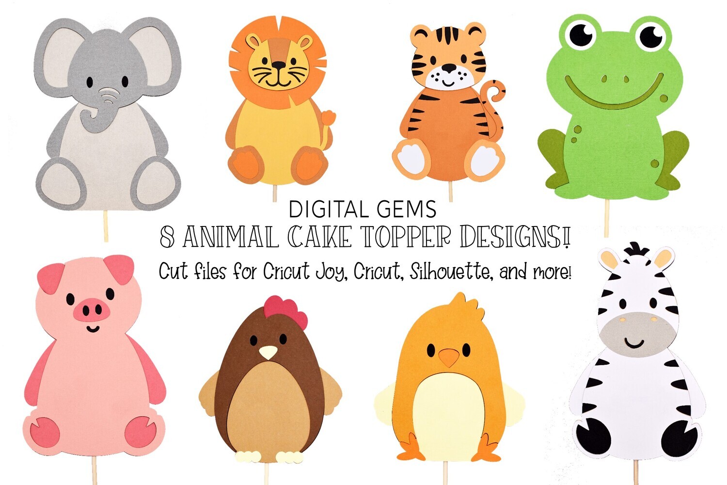 Cake topper SVG | 8 Animal designs
