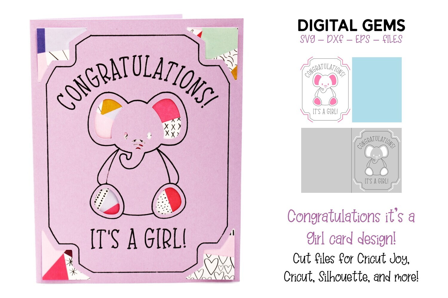 Congratulations it&#39;s a Girl! Cricut joy card design