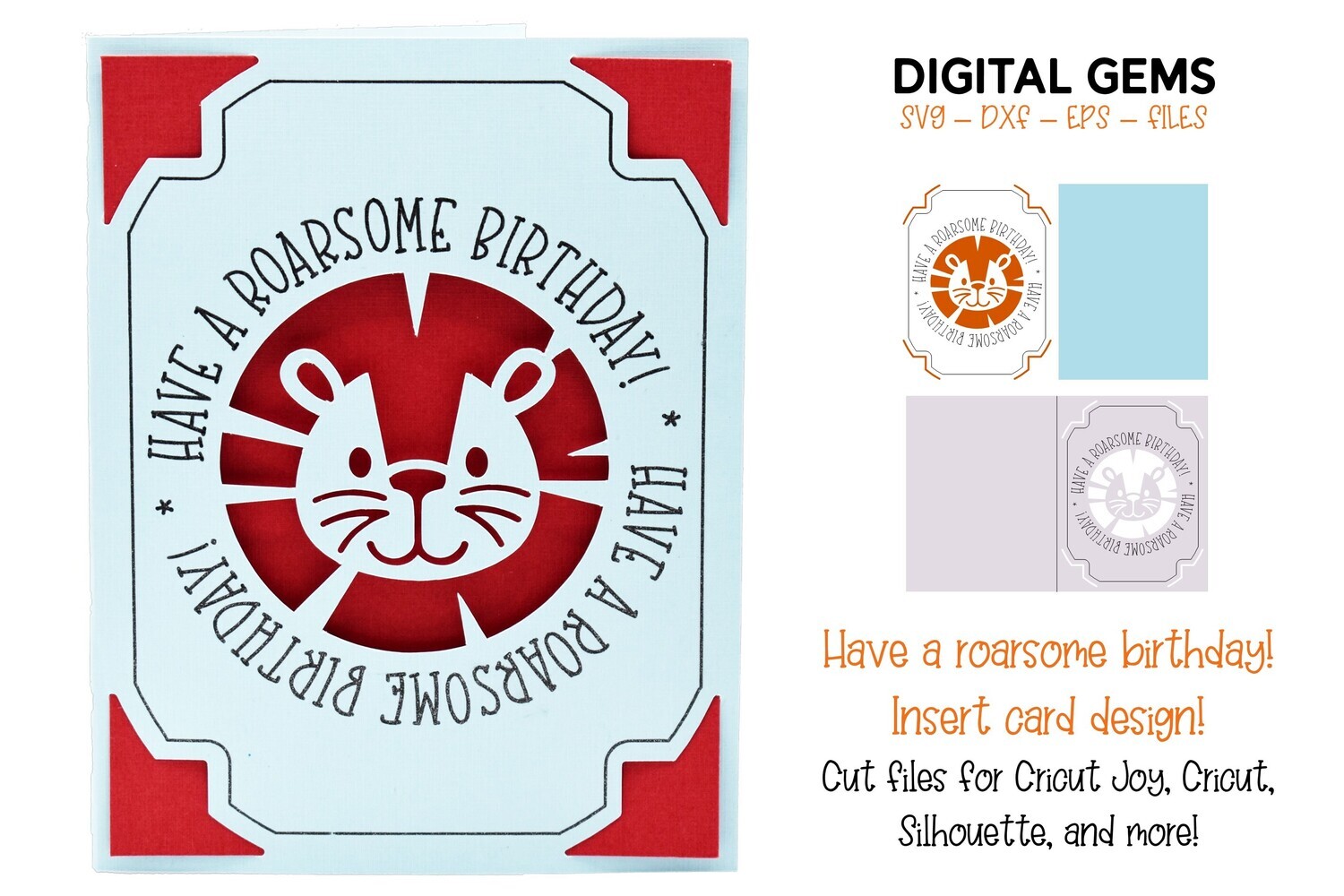 Have a roarsome birthday! Lion Cricut joy insert card design