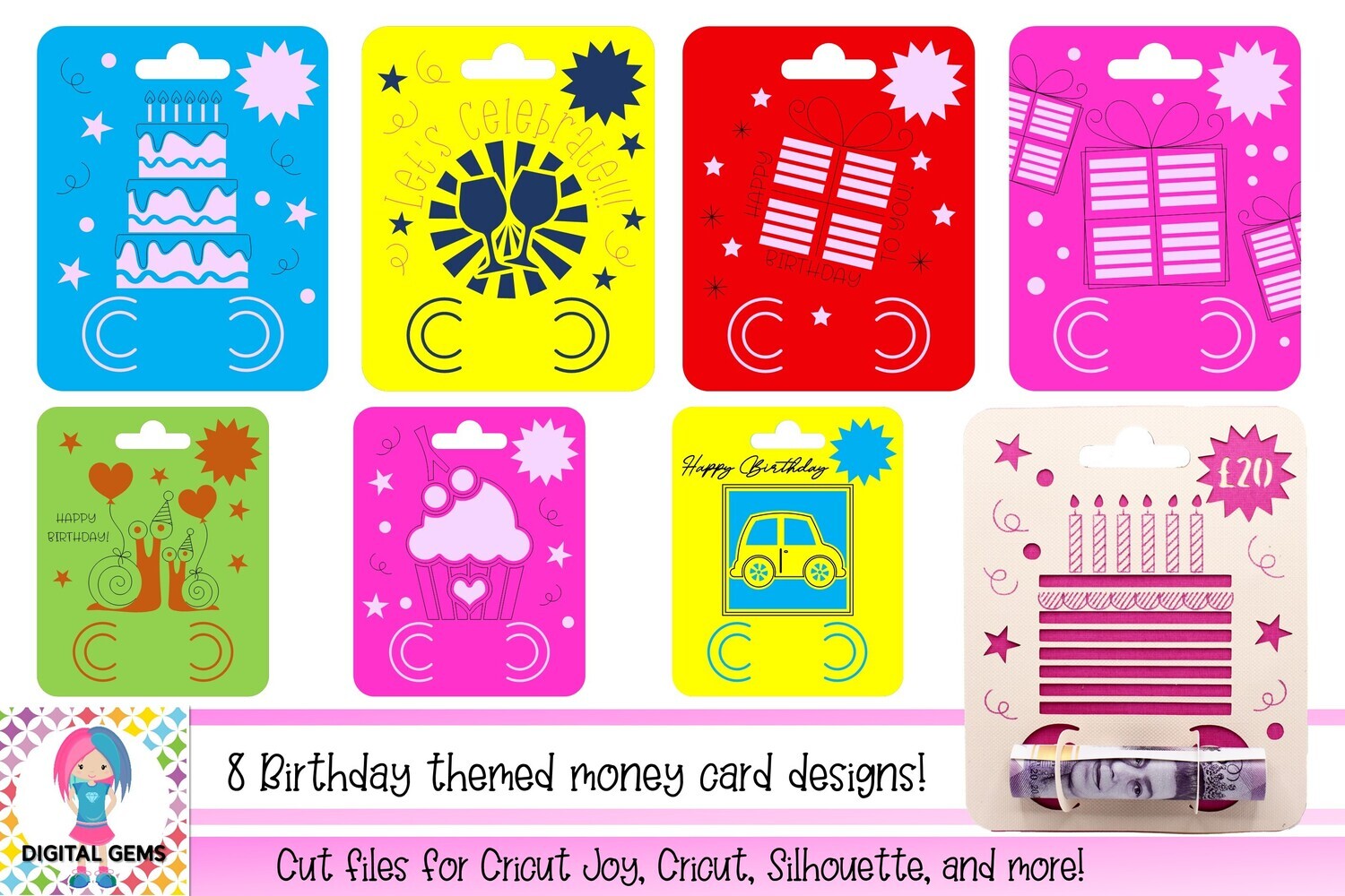 Money card SVG | Eight birthday design bundle