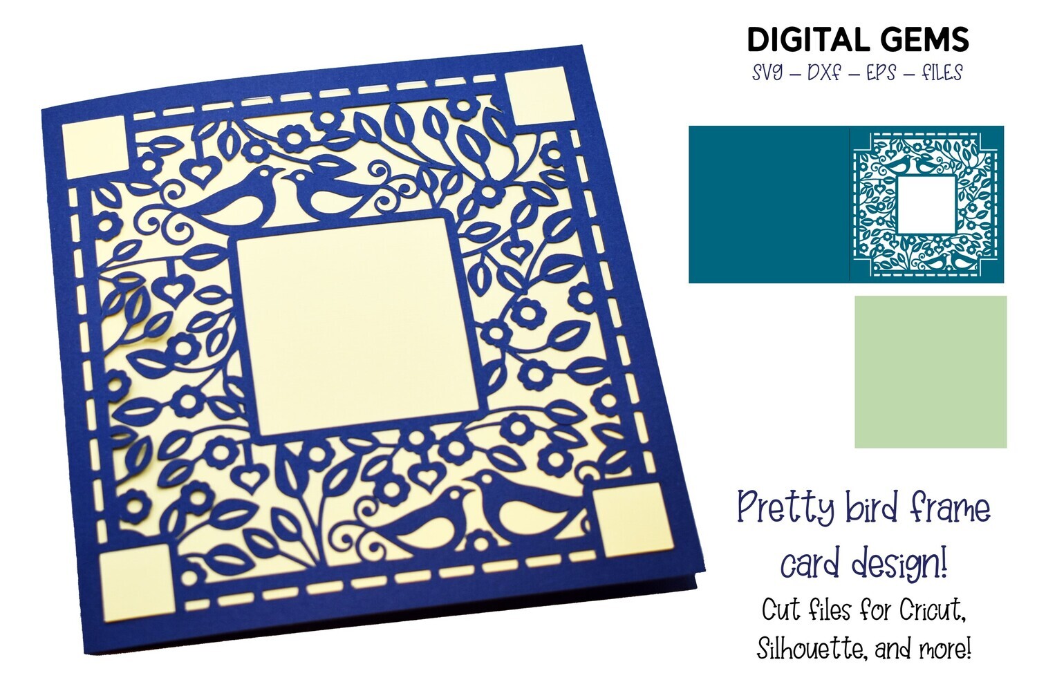 Pretty bird and flower frame card