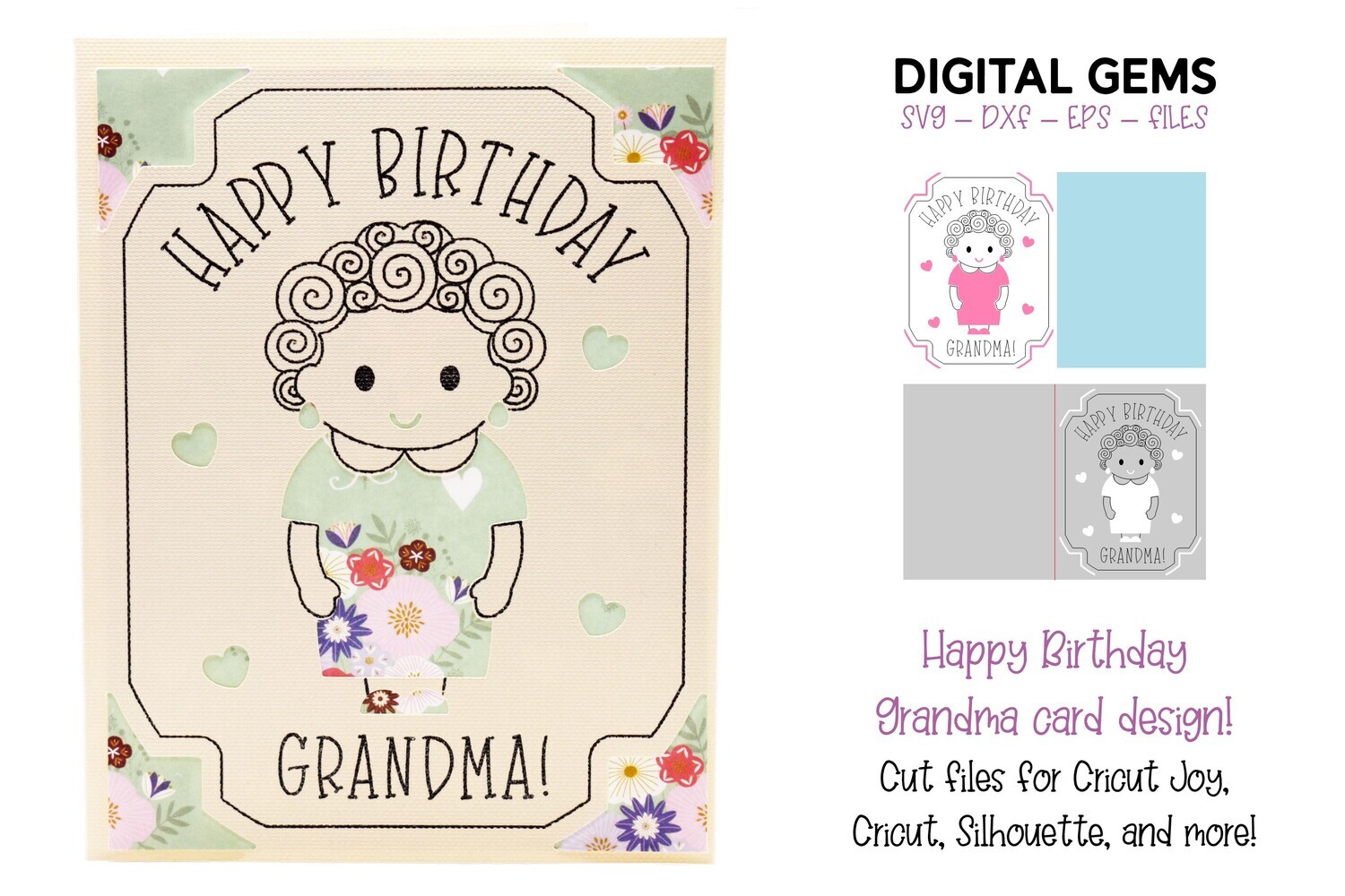 Cricut Joy SVG | Happy Birthday Grandma Greeting Card.