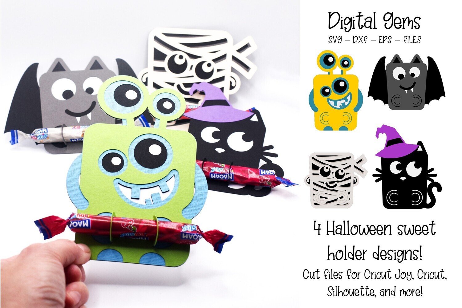 Sweet holder SVG files | 4 Halloween designs