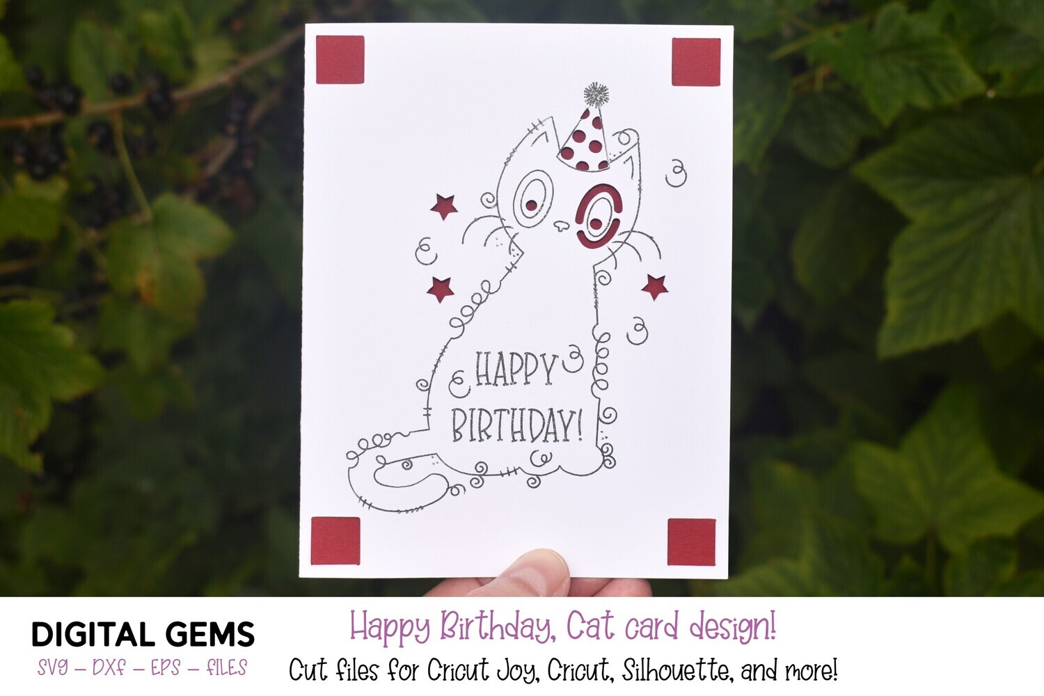 Cricut Joy SVG | Cat Happy Birthday Greeting Card.