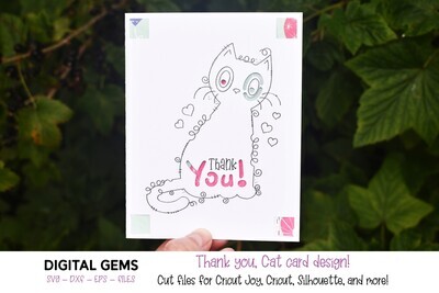 Cricut Joy SVG | Cat Thank you card.