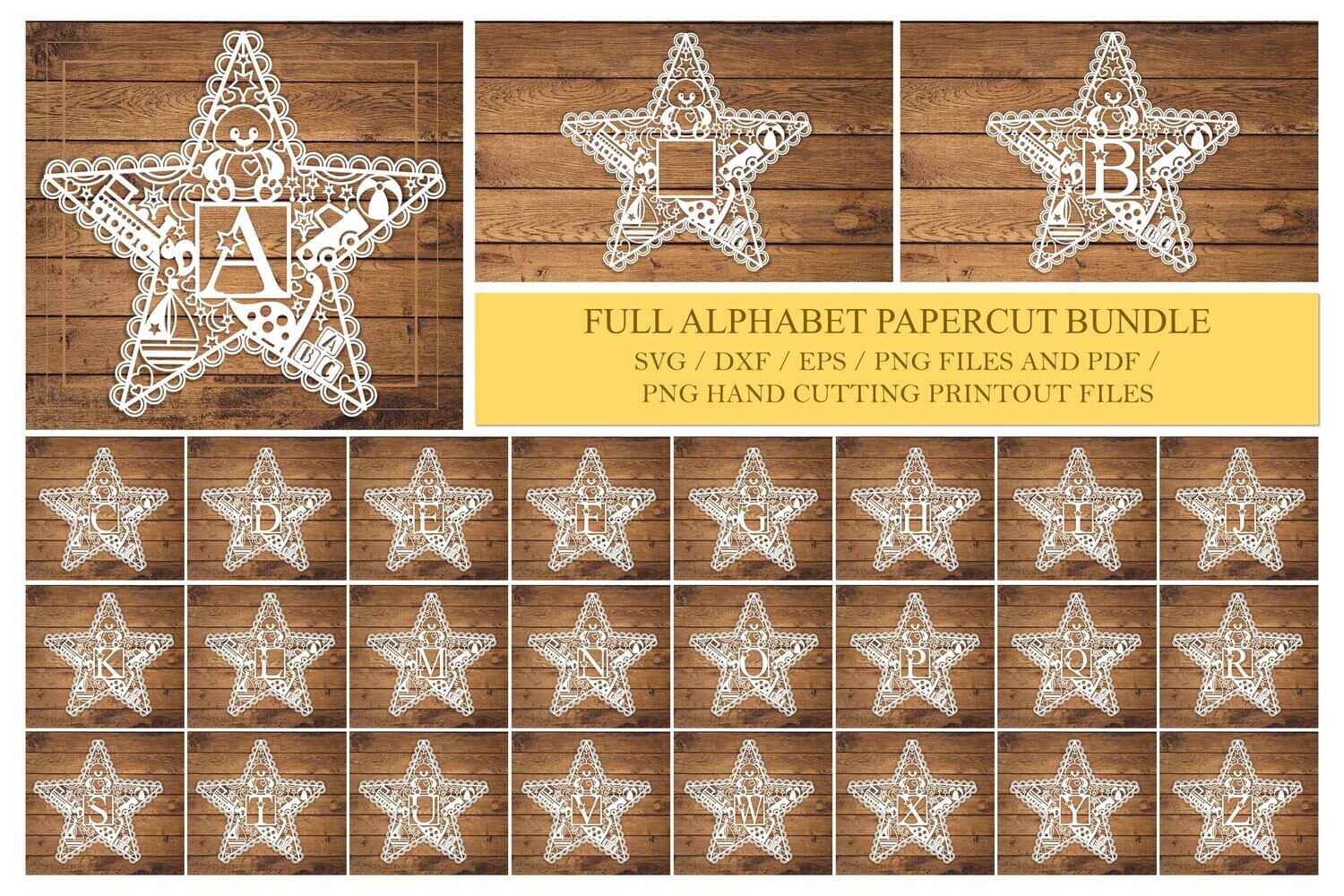 Alphabet paper cut bundle