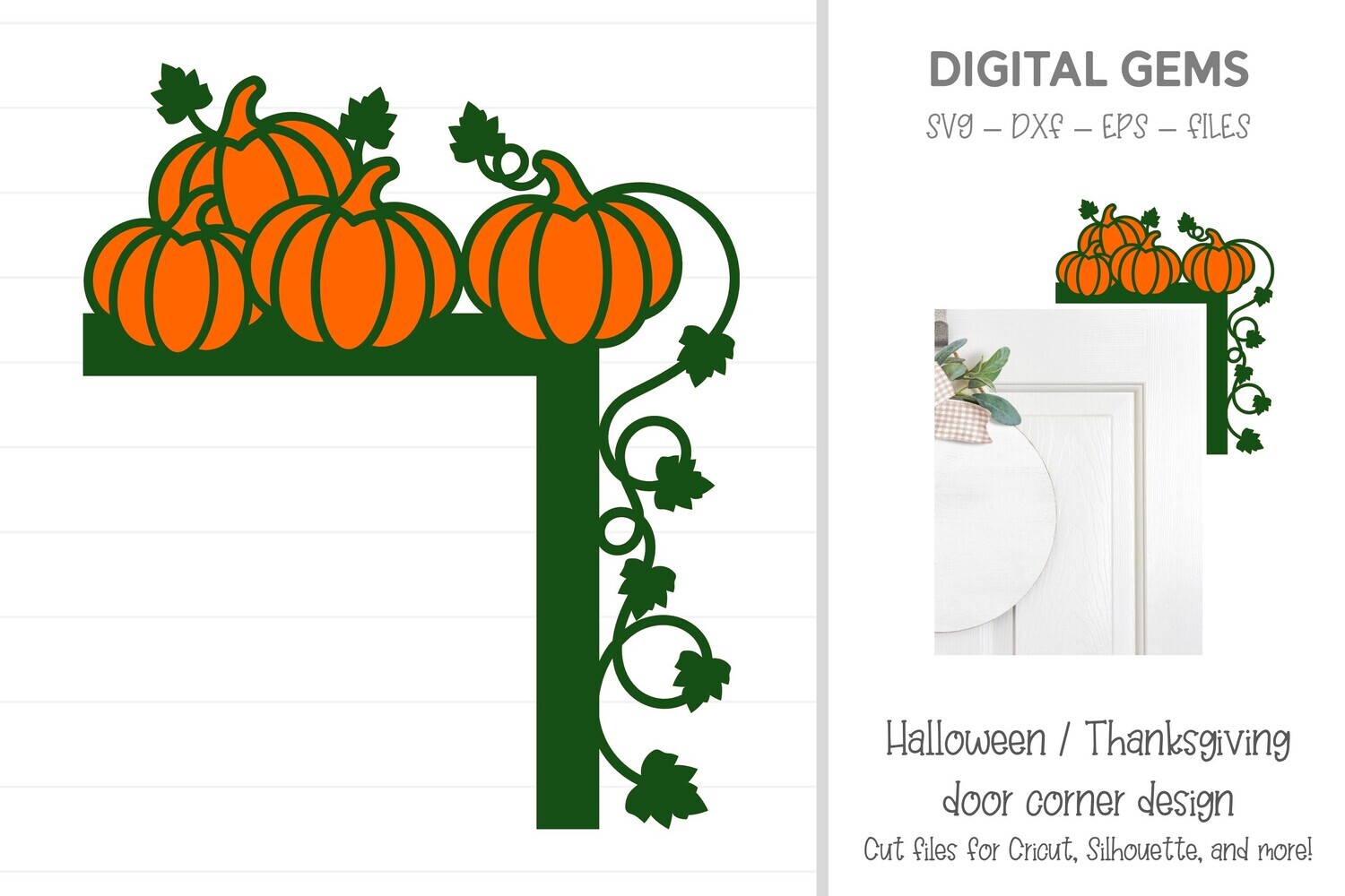 Halloween / Thanksgiving, Pumpkin door corner design