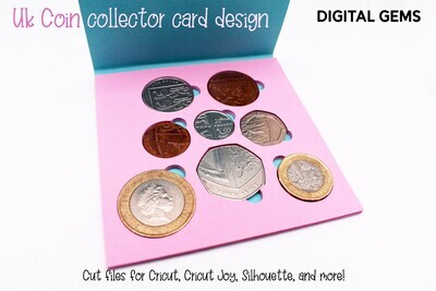 Coin card collector design. Current UK currency card
