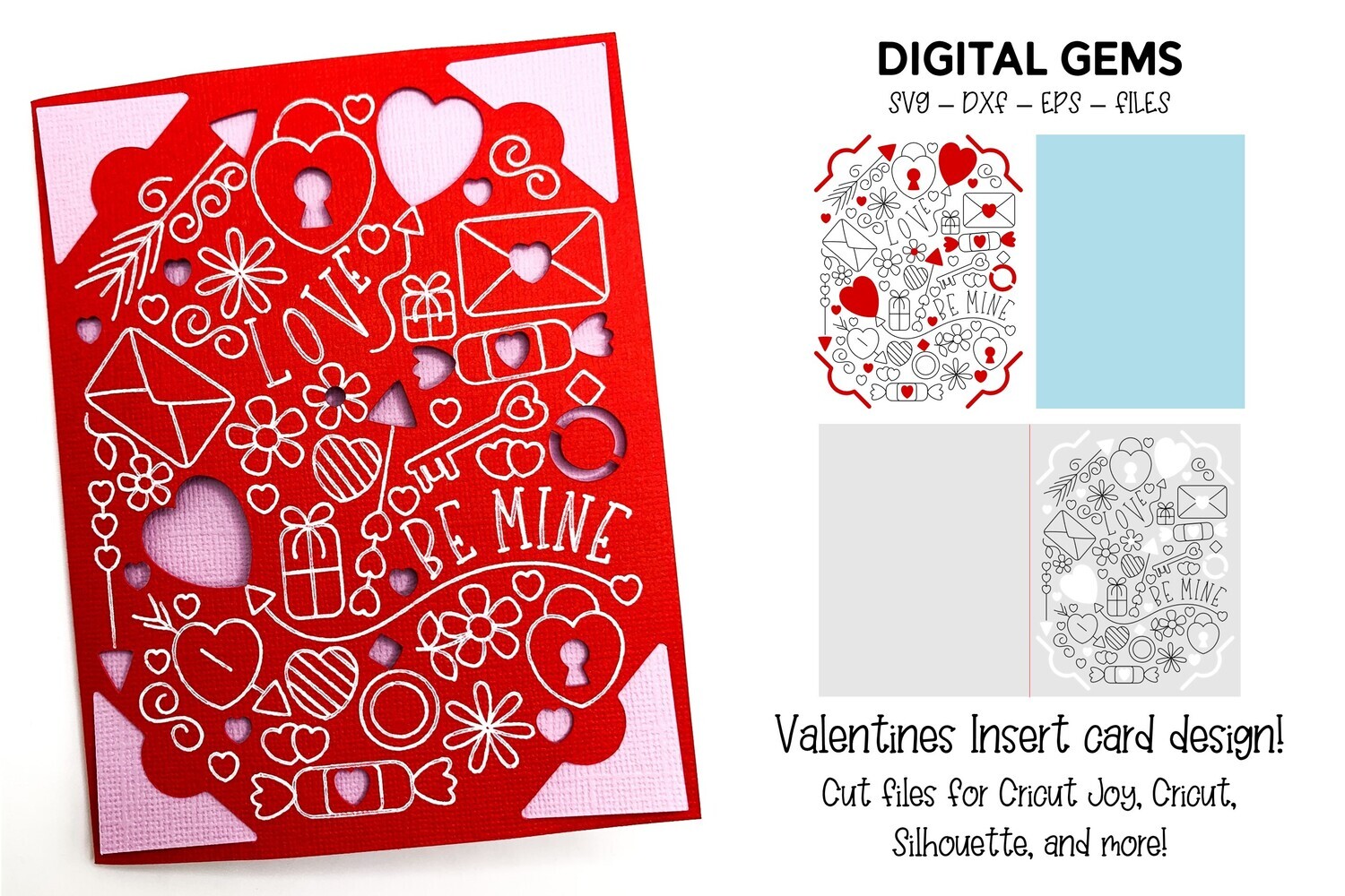 SVG: Valentines Day Insert Card. Cricut Joy Friendly. Draw and Cut Card  Design. Envelope Template Included. Cricut Joy Valentines Card SVG 