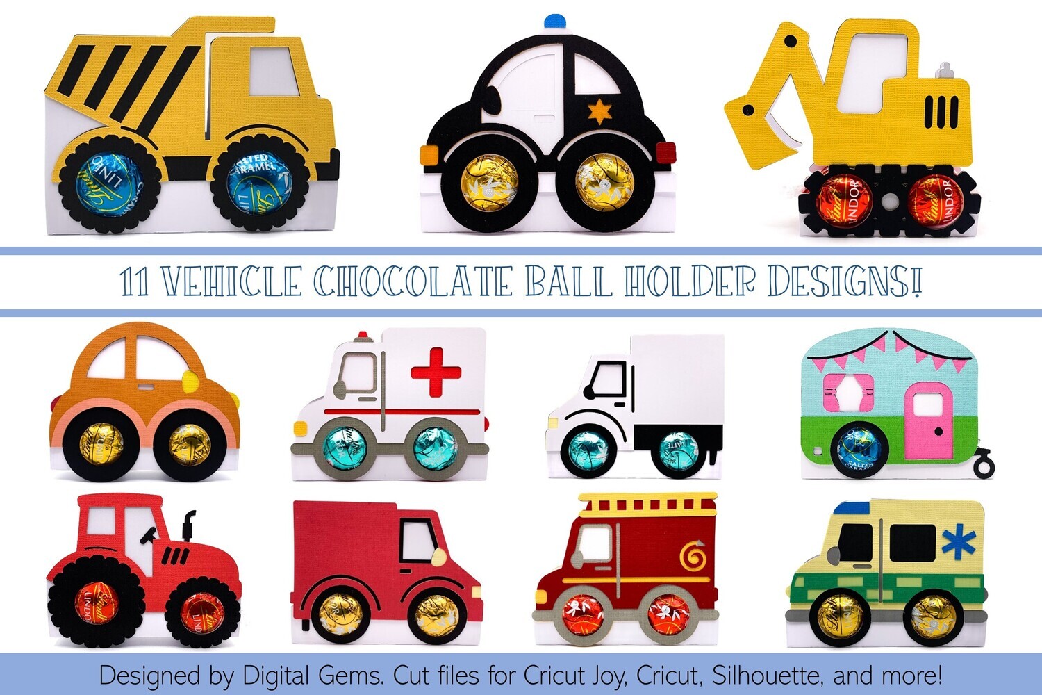 Chocolate ball holder SVG files | Bundle of 11 Vehicles