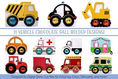 Chocolate ball holder SVG files | Bundle of 11 Vehicles