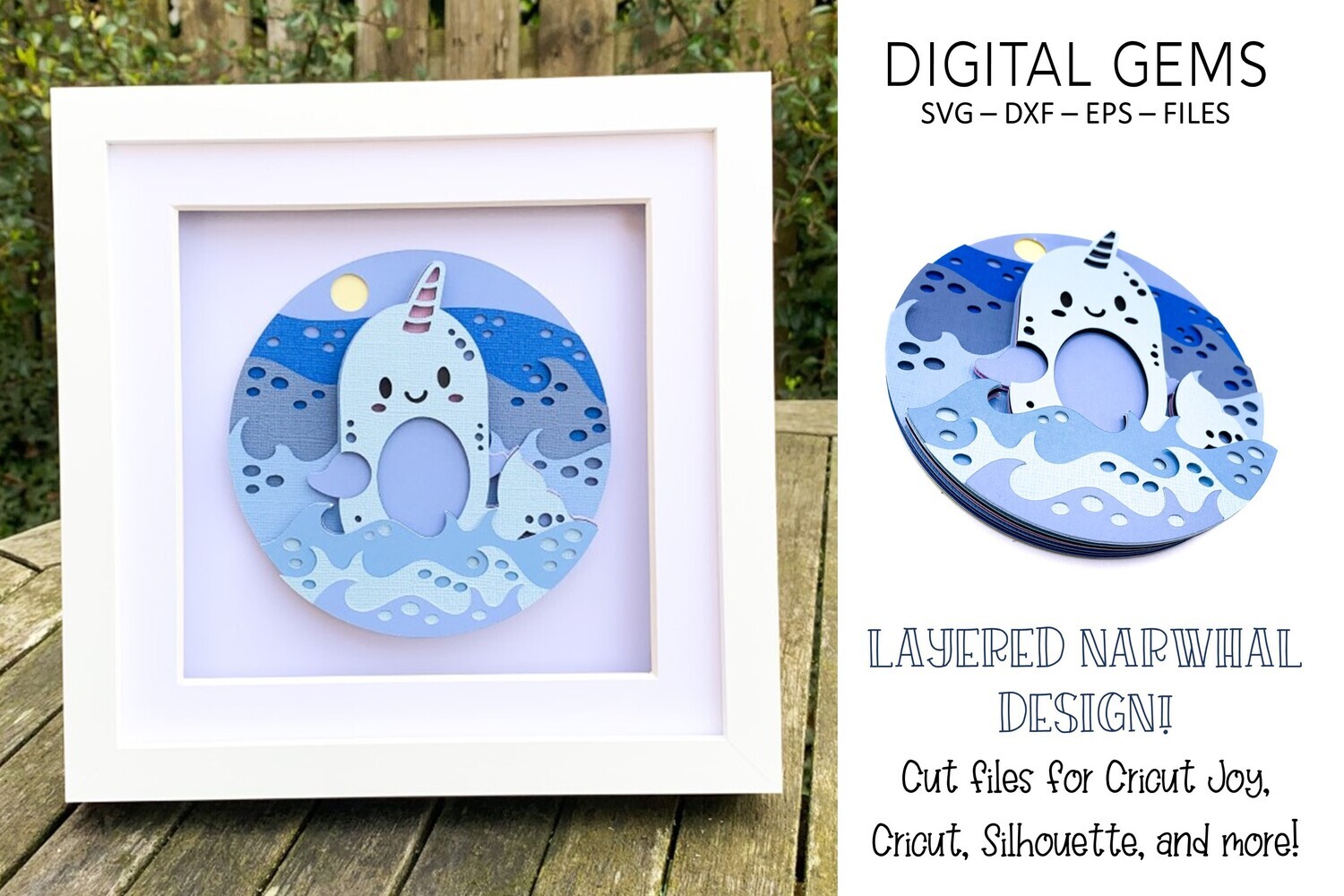 Narwhal 3D Shadow Box Design