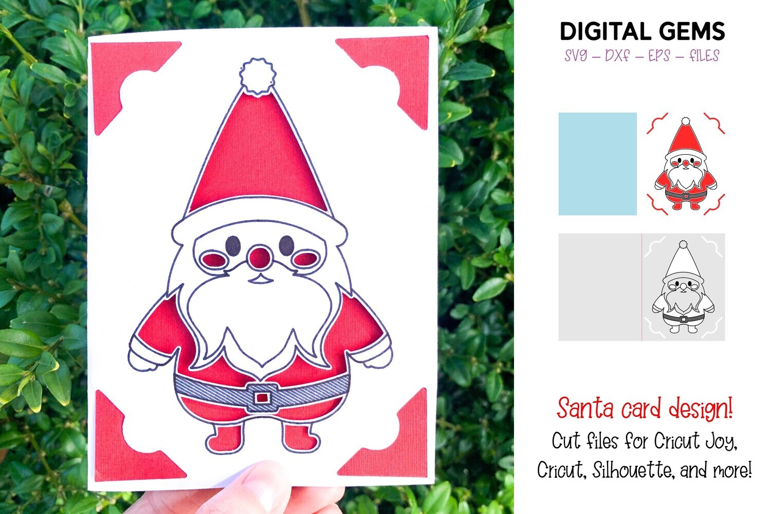 Cricut Joy SVG | Santa Christmas card.