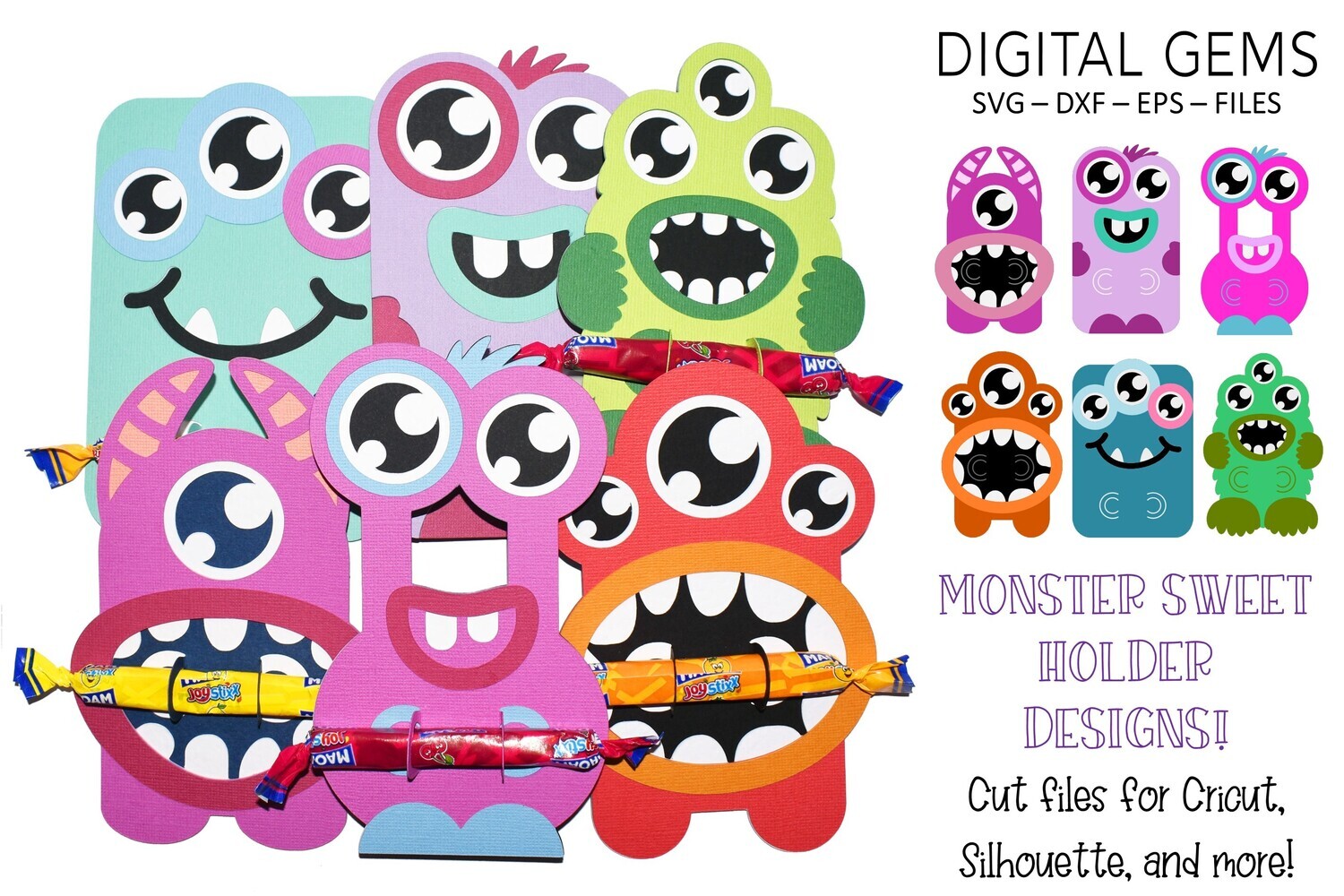 Sweet holder SVG files | 6 Halloween monster designs