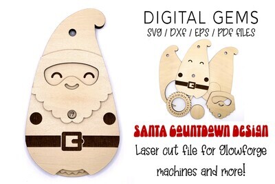 Santa countdown to Christmas laser cut design for glowforge machines and more