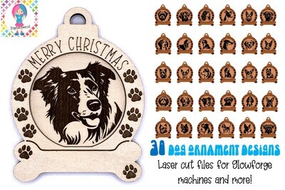Dog ornament designs for Glowforge laser cutting machines and more!
