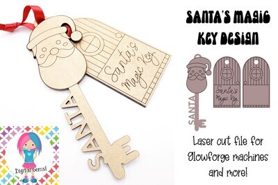 Santa Key Design for Glowforge laser cutters and more
