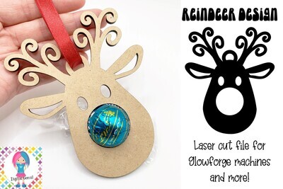 Reindeer sweet holder ornament design for Glowforge laser cutters and more