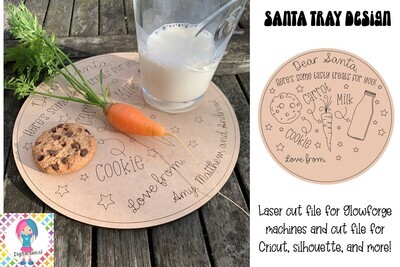 Santa tray design for Glowforge laser cutters and Cricut, Silhouette and more!