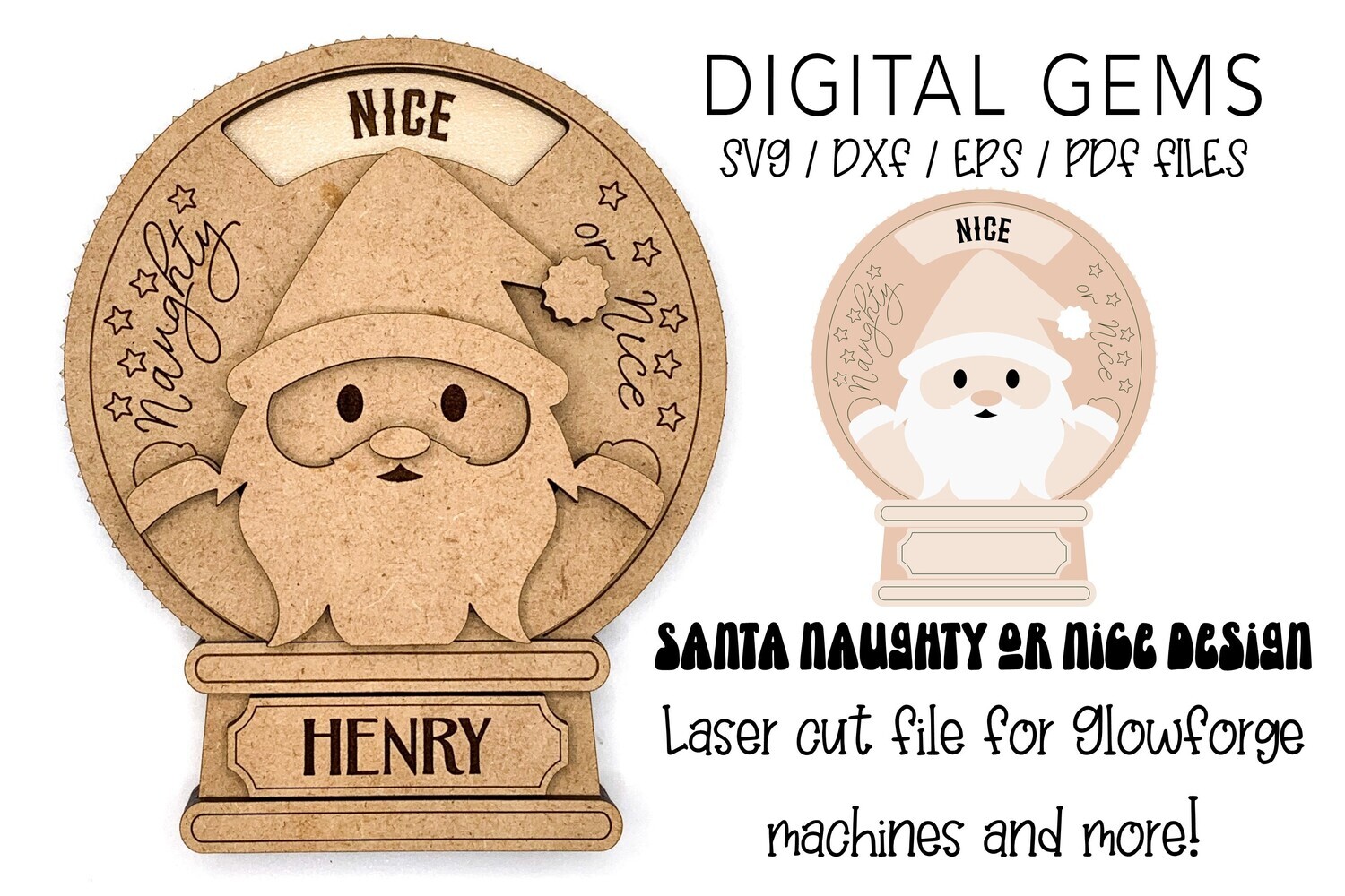 Naughty or Nice? Christmas laser cut design for Glowforge machines and more