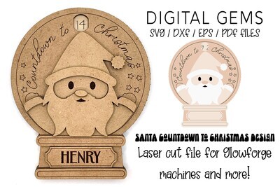 Countdown to Christmas. Santa laser cut design for Glowforge machines and more